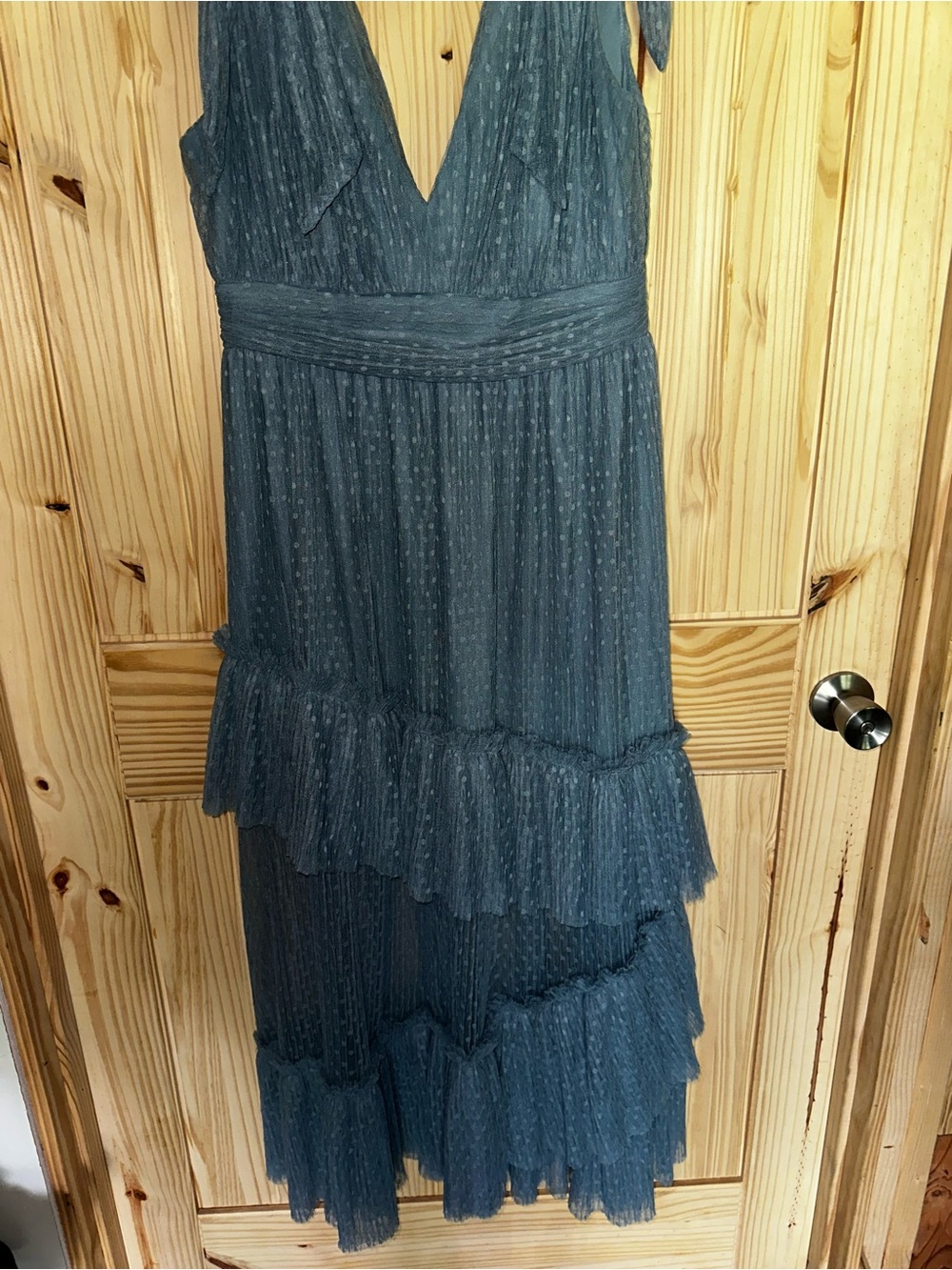 Vici Denim Tiered Ruffle Maxi Dress